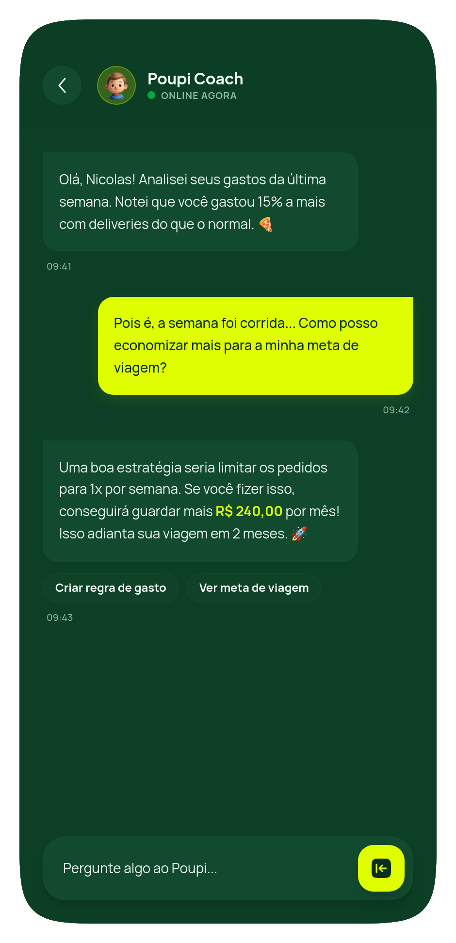 Coach de IA do Poupi